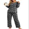 PrinStory Women's Pajama Set 2025 Lounge Sets Long Sleeve Sleepwear Soft 2 Piece Pjs with Pockets FP-Black Silver Rose-L view 1