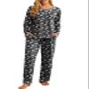 PrinStory Women's Pajama Set 2025 Lounge Sets Long Sleeve Sleepwear Soft 2 Piece Pjs with Pockets FP-Black Silver Rose-L view 2
