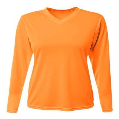 A4 Ladies' Long-Sleeve Sprint T-Shirt, Safety Orange, S