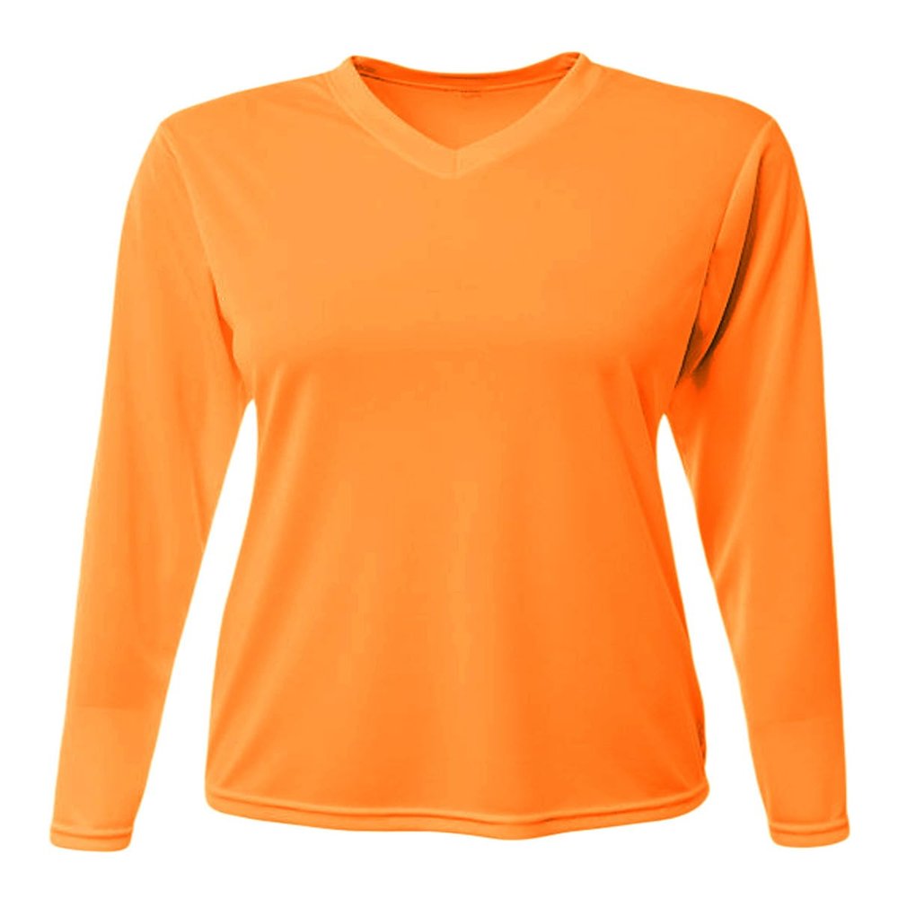 A4 Ladies' Long-Sleeve Sprint T-Shirt, Safety Orange, S