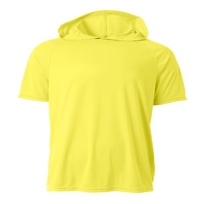 A4 Men's Cooling Performance Hooded T-Shirt, Safety Yellow, 3XL