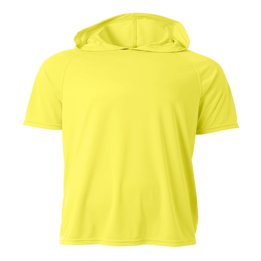 A4 Men's Cooling Performance Hooded T-Shirt, Safety Yellow, 3XL