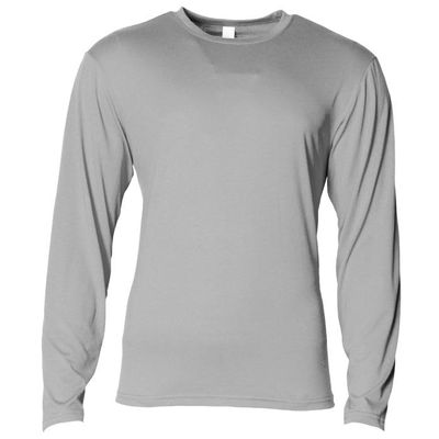 A4 Youth Long Sleeve Softek T-Shirt, Silver, L
