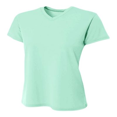 A4 Ladies' Sprint Performance V-Neck T-Shirt, Pastel Mint, XS