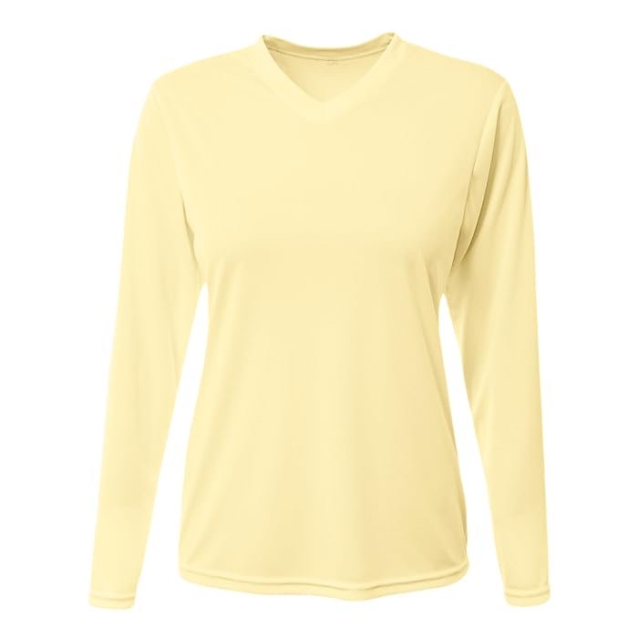 A4 Ladies' Long-Sleeve Sprint T-Shirt, Light Yellow, M