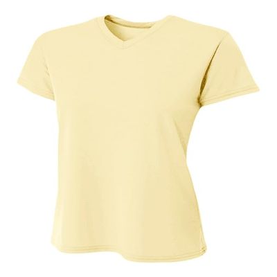 A4 Ladies' Sprint Performance V-Neck T-Shirt, Light Yellow, M