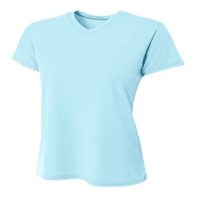 A4 Ladies' Sprint Performance V-Neck T-Shirt, Pastel Blue, S