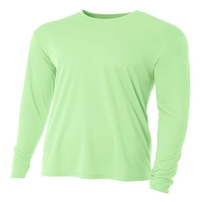 A4 Men's Cooling Performance Long Sleeve T-Shirt, Light Lime, 2XL