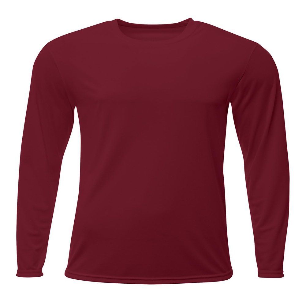 A4 Youth Long Sleeve Sprint T-Shirt, Maroon, L