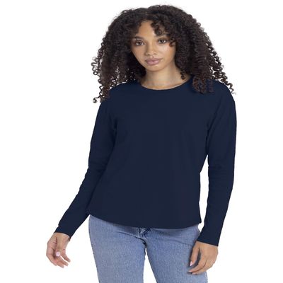 Next Level Apparel Ladies' Relaxed Long Sleeve T-Shirt, Midnight Navy, M
