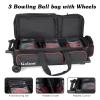Goloni 3 Ball Bowling Bags with Wheels - Rolling Bowling Bag for 3 Balls & Accessories - Retractable Handle Extends to 38 view 2