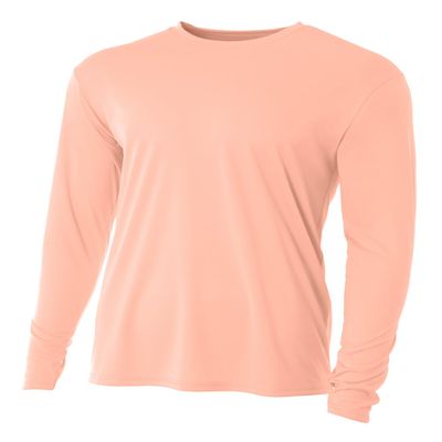 A4 Men's Cooling Performance Long Sleeve T-Shirt, Salmon, 3XL