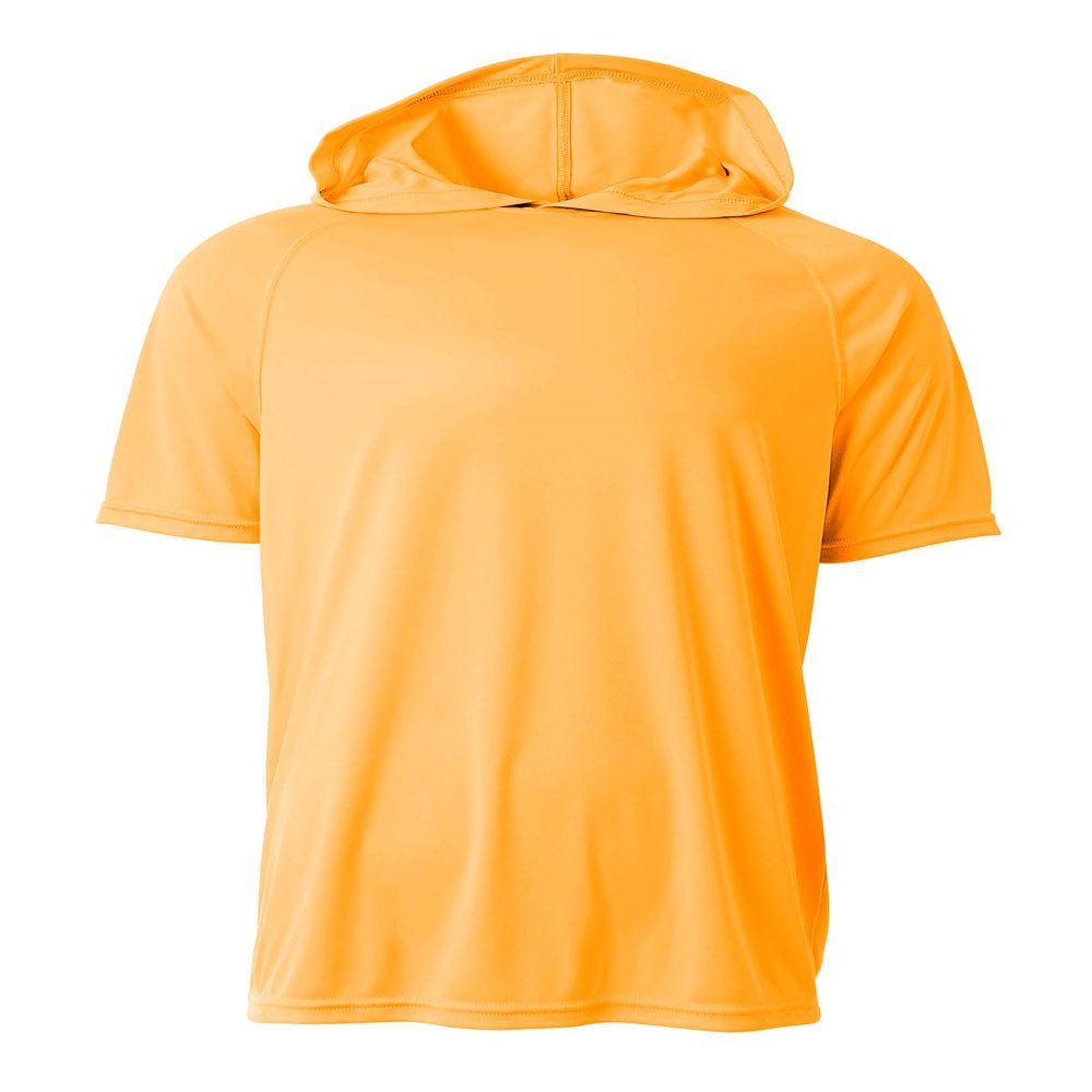 A4 Men's Cooling Performance Hooded T-Shirt, Safety Orange, 3XL