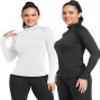 TELALEO 4 Pack Women's Thermal Long Sleeve Tops Mock Neck Shirts, Fleece Lined Compression Turtleneck Base Layer 2Black/2White Large view 2