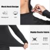 TELALEO 4 Pack Women's Thermal Long Sleeve Tops Mock Neck Shirts, Fleece Lined Compression Turtleneck Base Layer 2Black/2White Large view 4
