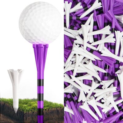 FINGER TEN Golf Tees Plastic 3 1/4 2 3/4 1 1/2 Inch Unbreakable Pink Purple Colored Long Short Tees Iron Shots Easy to Find 100 Pack Consistent Height Mixed Size Gift Set(2 3/4 and 1 1/2 Purple)