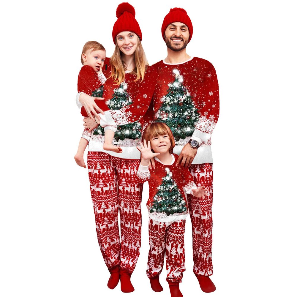 Neufigr Family Christmas Pajamas Matching Sets, Christmas PJs Long Sleeves Sleepwaear Holiday Family Loungewear Sets(E1003726)