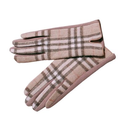 Women's Touch Screen Five Finger Gloves Tweed Plaid Thickened Cashmere Warm Gloves Outdoor Cycling Sports (Color : Set1, Size : Talla nica)