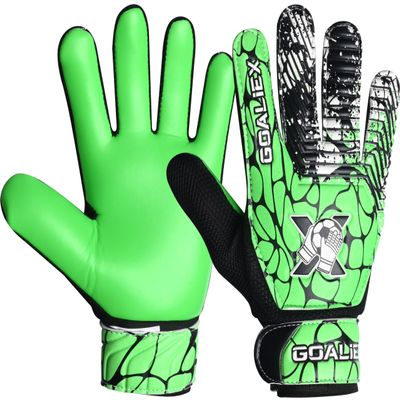 Soccer Goalie Gloves, Football Goalkeeper Gloves for Kids Boys Youth Children Double Wrist Along 4mm Super Grip Palm (Green/Black, Size 7 Suitable for Size S-M Adult)