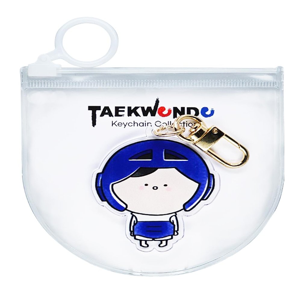 Taekwondo Martial arts Keychain Double-Sided Acrylic Key Chain Cute and Fun Accessories for Kids Taekwondo Keyring for Karate, MMA, Sparring, Jiu Jitsu Tae Kwon Do (Blue Uniform Boy)