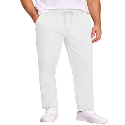 COOFANDY Men's White Pants Casual Flat-Front Expandable Waist Chino Slack Trousers Classic-Fit Fashion Pants