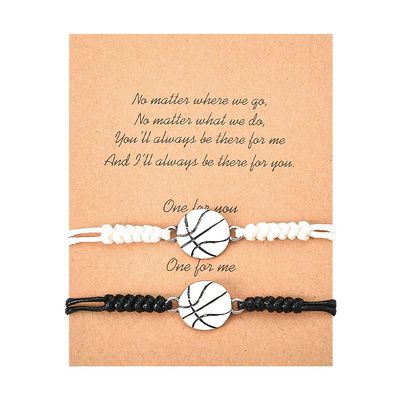 2Pcs Basketball Bracelet for Daughter Son Granddaughter Grandson Friends Couples Christmas Birthday Gifts for Basketball Fans Sports Bracelet for Basket Player Gifts for Boys Girls Women Men Teens