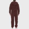 Lmdudan Men's Winter Zipper Hooded Fuzzy Romper Pajamas One Piece Fleece Pajama Jumpsuit Warm Comfy Loungewear with Pockets Brown view 2