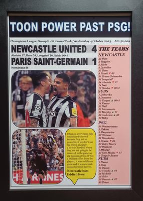 Assorted Newcastle United 4 PSG 1-2023 Champions League - framed print