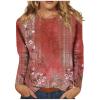 Womens Fall Tops, Women's Going Out Tops for Women Sexy Spring Fashion Polo Shirts Dressy Casual Active Long Sleeve Print Round Neck Graphic Tees Plus Size Top Blouse Clothing 2023(5-Red,XXL) view 1