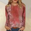 Womens Fall Tops, Women's Going Out Tops for Women Sexy Spring Fashion Polo Shirts Dressy Casual Active Long Sleeve Print Round Neck Graphic Tees Plus Size Top Blouse Clothing 2023(5-Red,XXL) view 2