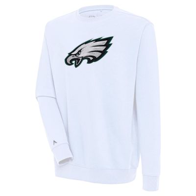 Antigua Men's White Philadelphia Eagles Victory Crewneck Pullover Sweatshirt