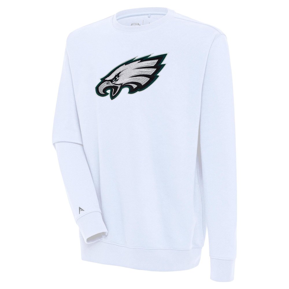Antigua Men's White Philadelphia Eagles Victory Crewneck Pullover Sweatshirt