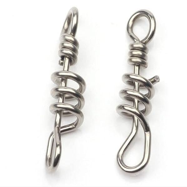 AOHRO Pack of 30 New Stainless Steel Sea Fishing Fast Prograde Corkscrew Snap Cork Screwed Swivel