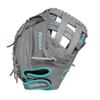 Wilson 2024 A500 Siren 32 Youth Fastpitch Softball Catchers Mitt - Right Hand Throw, Grey/Teal/White view 2