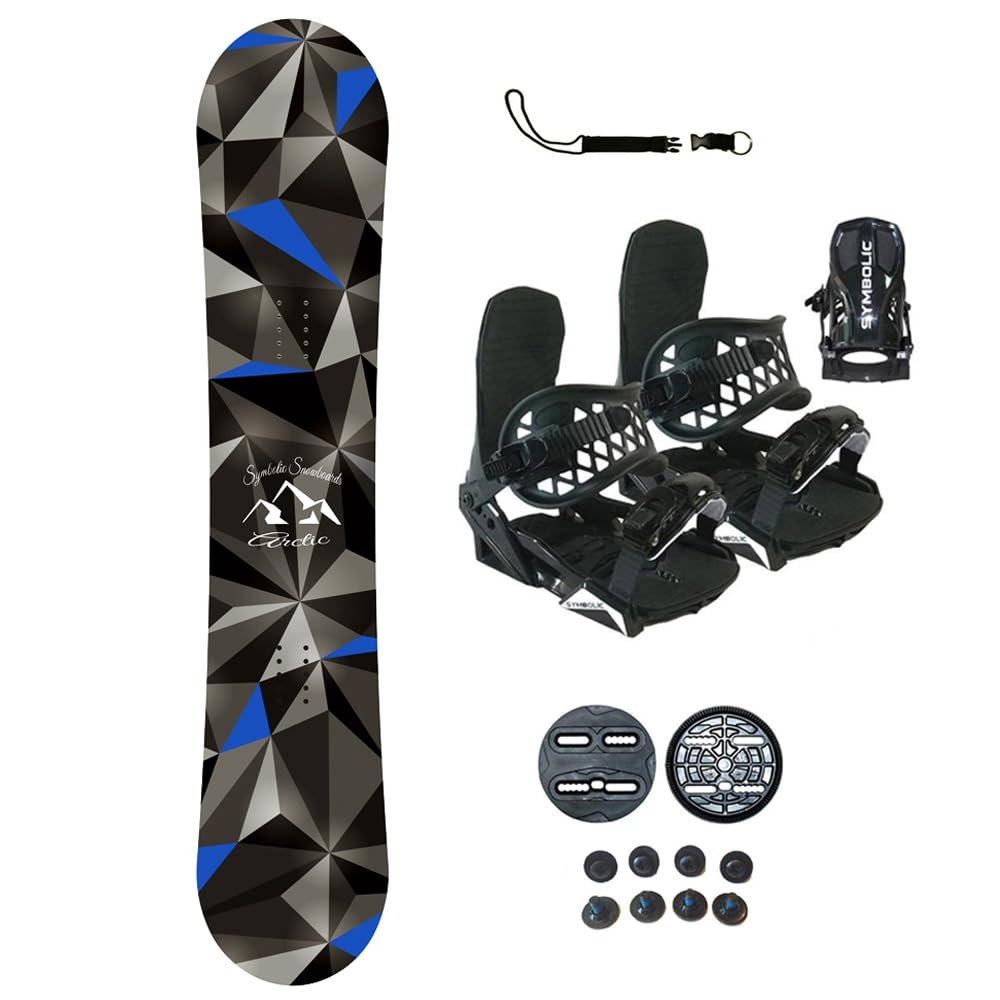 Symbolic Arctic Snowboard and Bindings Package with Stomp Pad & Leash & Discs & Screws (130cm/XS BLK Binding(Kid 1-6))