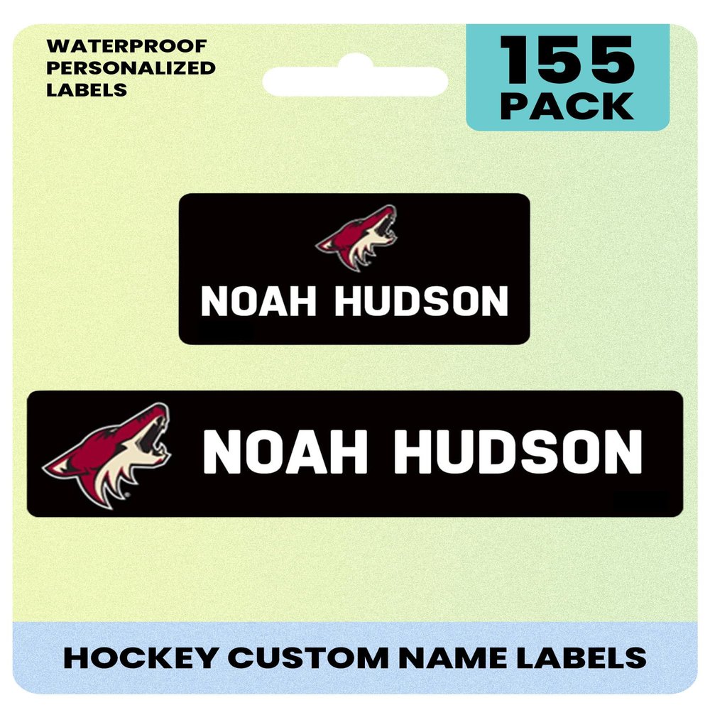 Label Daddy Hockey Labels - Customize Waterproof Name Labels for School Supplies, Clothing, Bottles, Day Camp, Sports & Organization - Peel and Stick Durable Labels - 155 Pack | Phoenix Coyotes