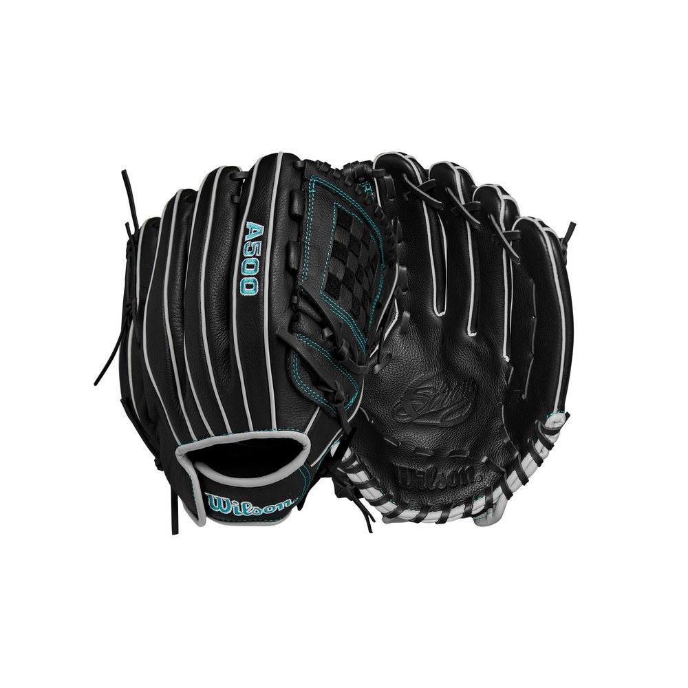 Wilson 2024 A500 Siren 12 Youth Infield Fastpitch Softball Glove - Right Hand Throw, Black/Teal
