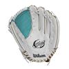 Wilson 2024 A500 Siren 12.5 Youth Outfield Fastpitch Softball Glove - Left Hand Throw, White/Teal/Metallic Gold view 3
