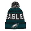 Outerstuff NFL Kids Youth 8-20 One Size Team Color Primary Logo Official Sports Tech Knit Cold Weather Football Pom Beanie Hat - Philadelphia Eagles view 2