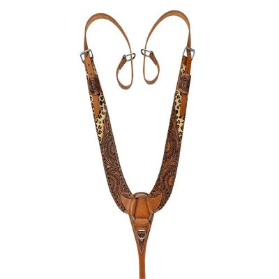 Showman Sunflower Tooled Cheetah Hair-On Cowhide Leather Pulling Collar