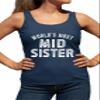 X-Large Navy Blue Women Fitted World's Most Mid Sister Funny Gift Idea Sleeveless Tank Top T-Shirt view 2
