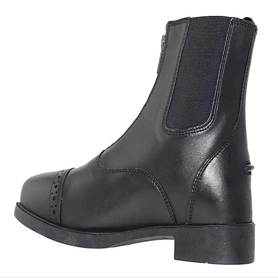 Grewal Equestrian Children's Leather Zip-Up Paddock Boots (Black, 13)