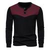 Prime Early Access Sale T Shirts for Men Cotton Long Sleeve Button Shirt Color Block Gym Workout Athletic Henley Shirts Outdoor Clothing Funny Shirts Black M view 1