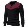 Prime Early Access Sale T Shirts for Men Cotton Long Sleeve Button Shirt Color Block Gym Workout Athletic Henley Shirts Outdoor Clothing Funny Shirts Black M view 2