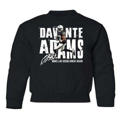superhotapparel Football Star Player Make Las Vegas Great Again Adams Youth Crewneck Sweatshirt (Black, Youth Medium)