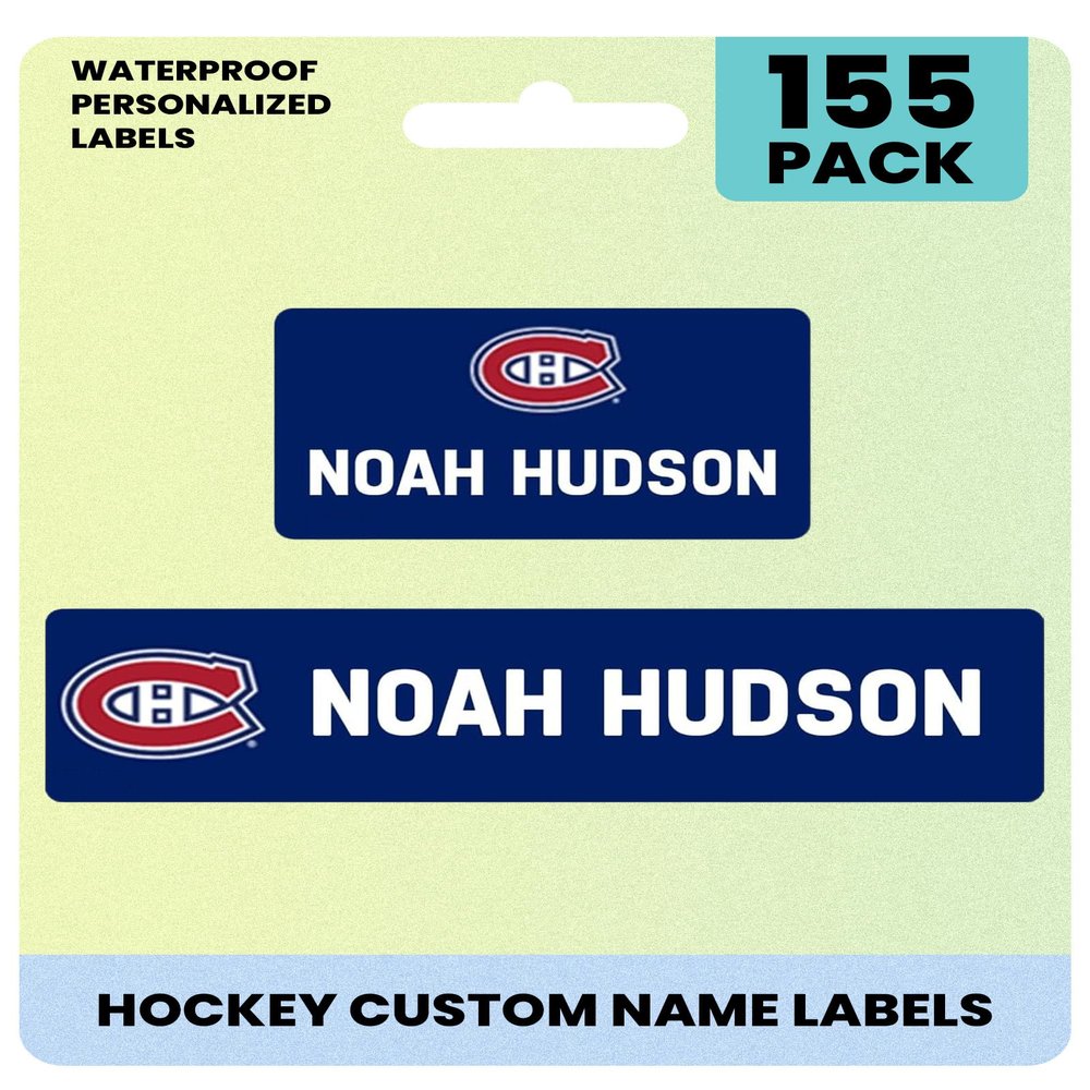 Label Daddy Hockey Labels - Customize Waterproof Name Labels for School Supplies, Clothing, Bottles, Day Camp, Sports & Organization - Peel and Stick Durable Labels - 155 Pack | Montreal Canadiens
