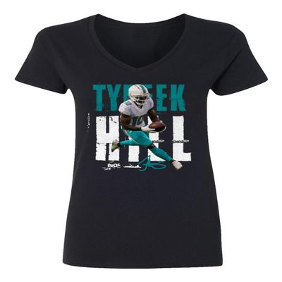 superhotapparel Football Star Player Wide Receiver Miami Hill Ladies' V-Neck Tshirt (Black, XX-Large)