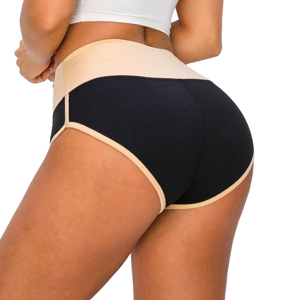 ALWAYS Booty Shorts for Women High Waisted Soft Yoga Gym Shorts Black Nude M