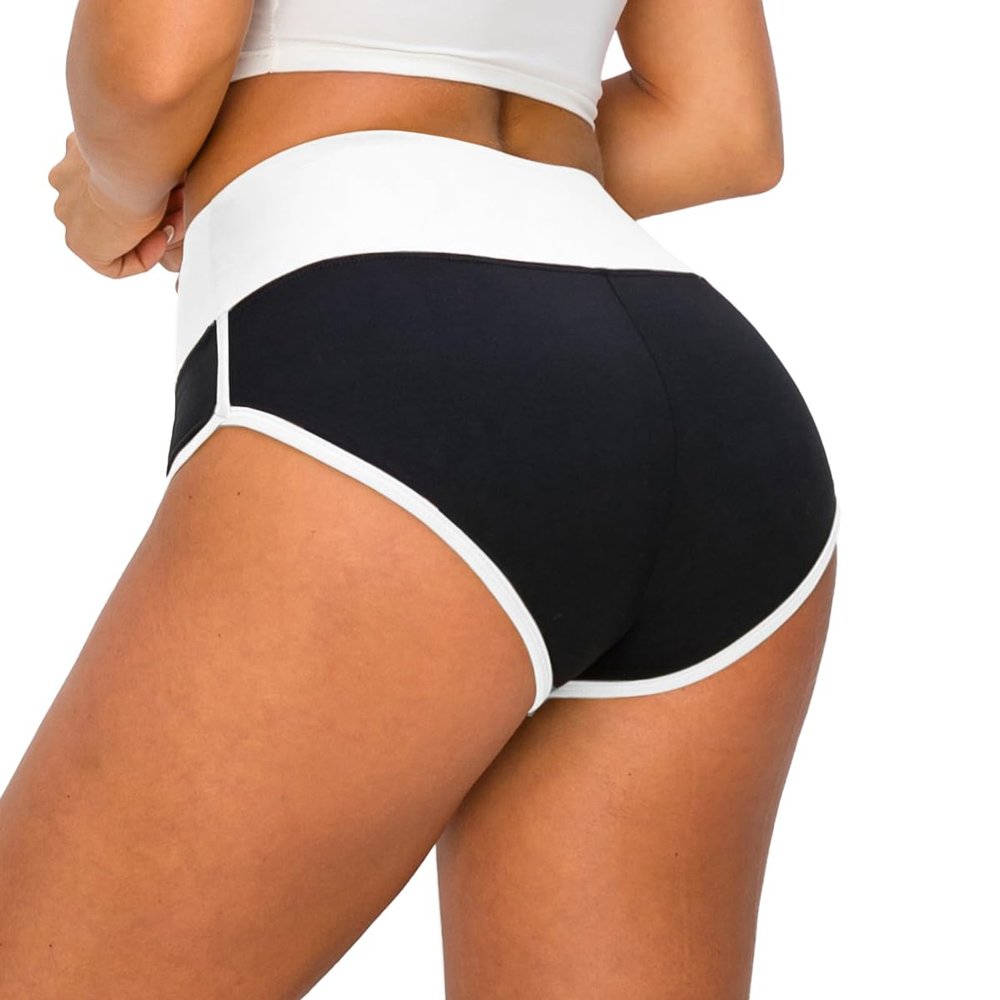 ALWAYS Booty Shorts for Women High Waisted Soft Yoga Gym Shorts Black White XS