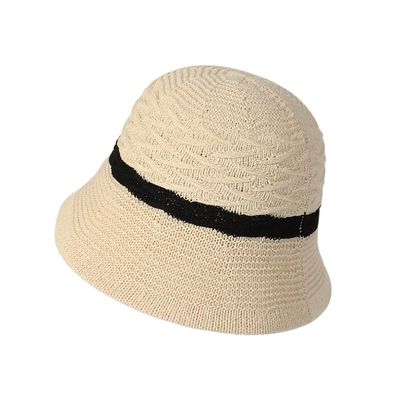 WITHMOONS Crochet Bucket Hat Knit Fishing Hat Floppy Sun Hat Outdoor Packable Travel Beach Hat YZB0210 (Ivory)
